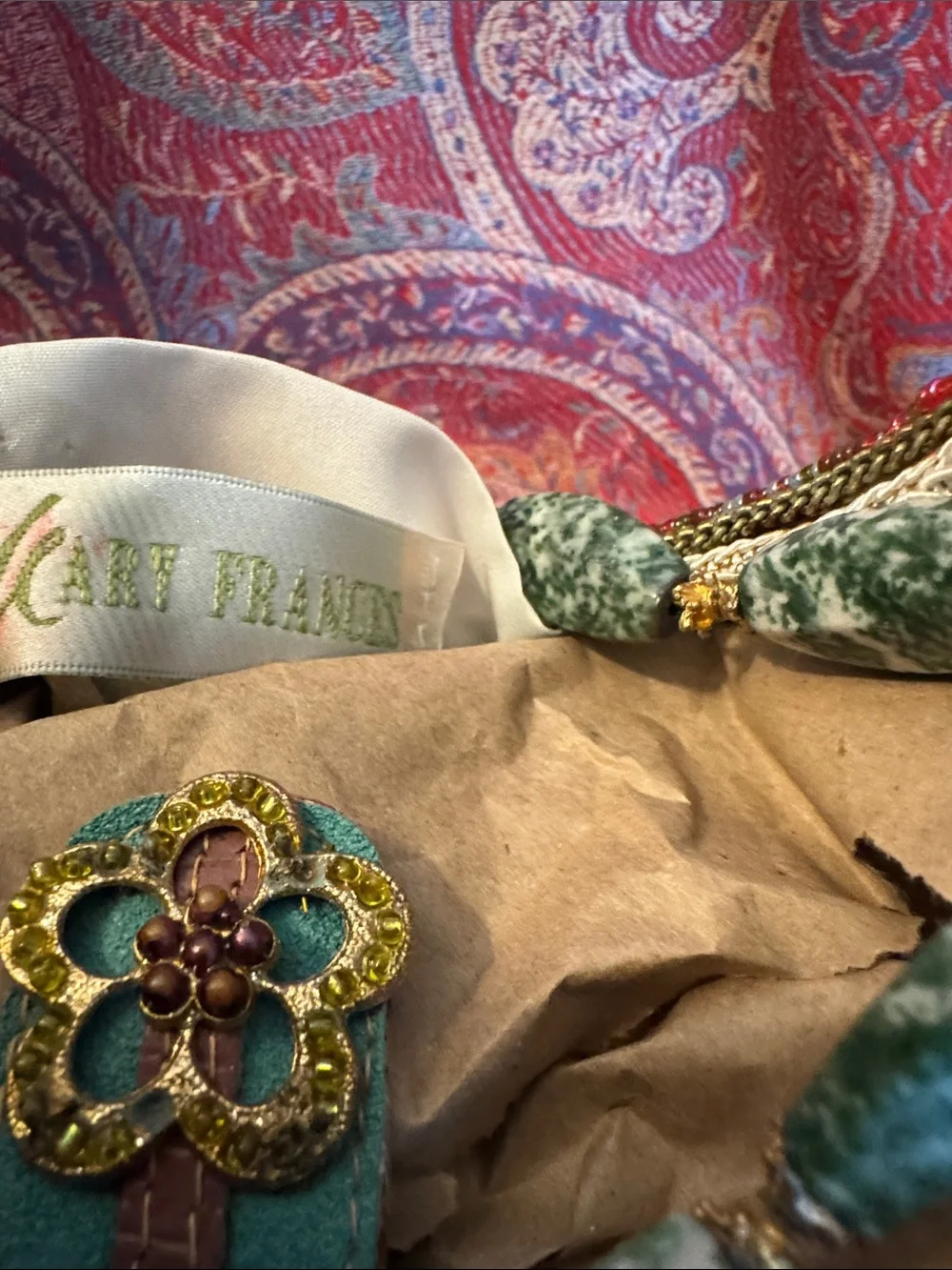 Mary Frances Teal Jeweled Women's Bag